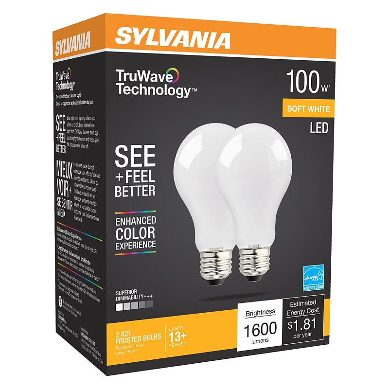 Sylvania 40752 Natural LED Bulb, General Purpose, A21 Lamp, 100 W Equivalent, E26 Lamp Base, Dimmable, Frosted