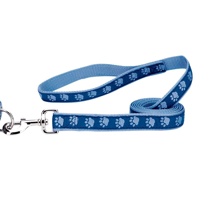 Casual Canine ZA8861 44 19 Two-Tone Pawprint Dog Lead, 4 ft L, 5/8 in W, Nylon Line, Blue, Fastening Method: Swivel Clip