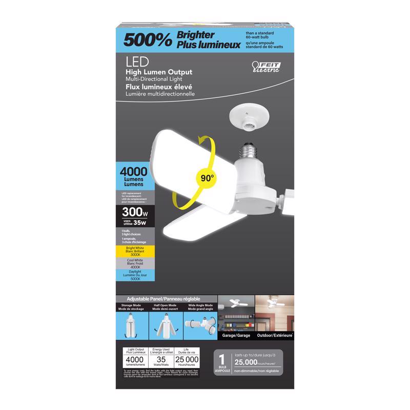 Feit Electric ADJ40003CCTLED Wide Surface E26 (Medium) LED Garage Bulb Bright, 300 Watt, White