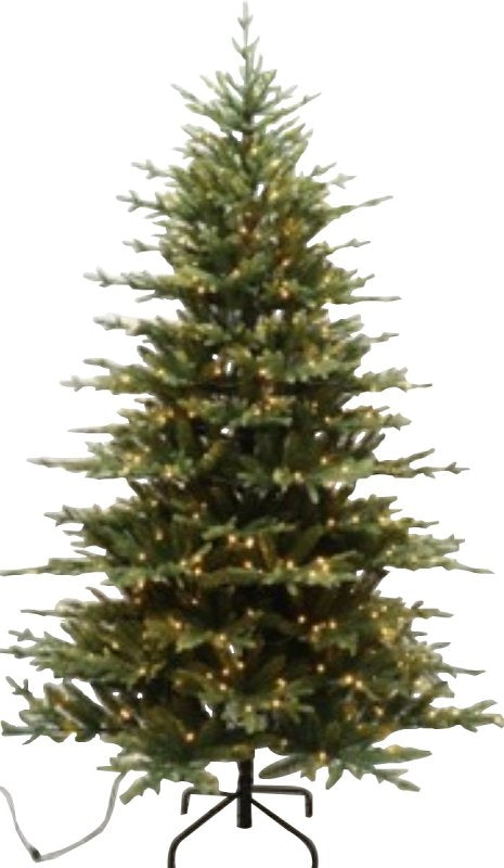 Santas Forest 61914 Pre-Lit Cascade Noble Fir Tree, 12 ft H, Nobel Fir Family, Mini Bulb, Multi/Clear Light