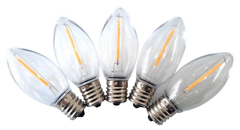 Santas Forest 26988 LED Filament Retro Replacement Bulb, Transparent, C9, Clear
