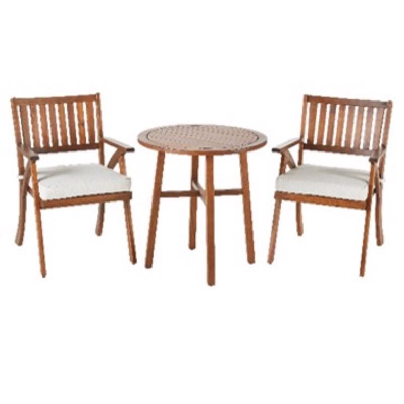 Living Accents 3 pc Brown Wood Bistro Set White