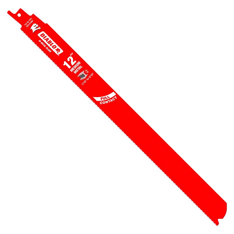 Diablo DS1214BF25 Reciprocating Saw Blade, 1 in W, 12 in L, 14, 18 TPI, 25/PK