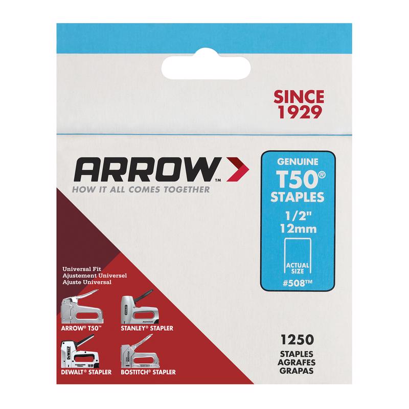 Arrow Fastener 50824 T50 Staples, 1/2"
