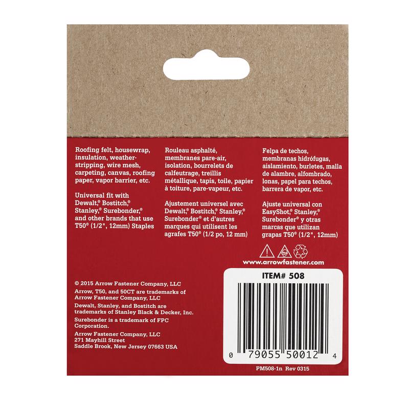 Arrow Fastener 50824 T50 Staples, 1/2"