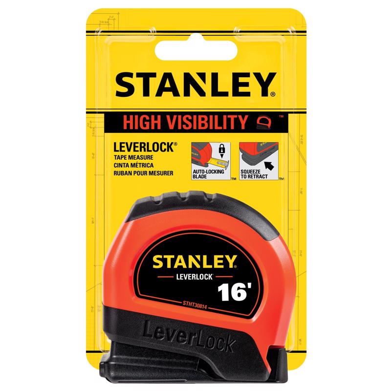 Stanley STHT30814S Leverlock Compact Tape Measure, 16 ft. L X 0.75 in.