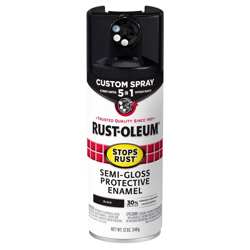 Rust-Oleum 376909 Stops Rust Semi-Gloss Protective Enamel Spray, Black, 12 oz