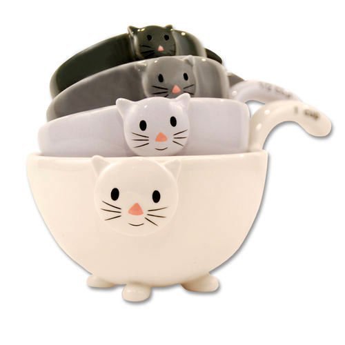 One Hundred 80 Degrees Cat Kitten Measuring Cups/Bowls for Baking, Set/4