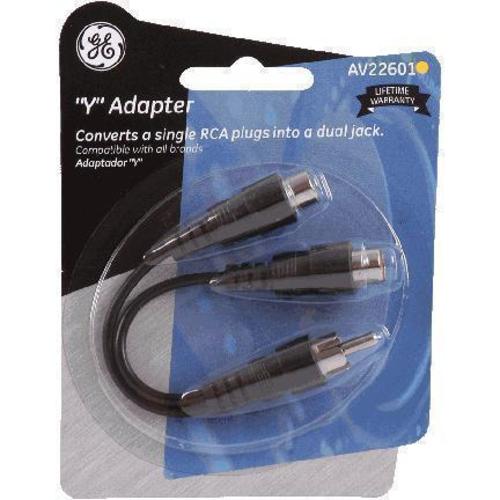 GE 22601 Audio Y Adapter, 2 RCA Females 1 RCA Male