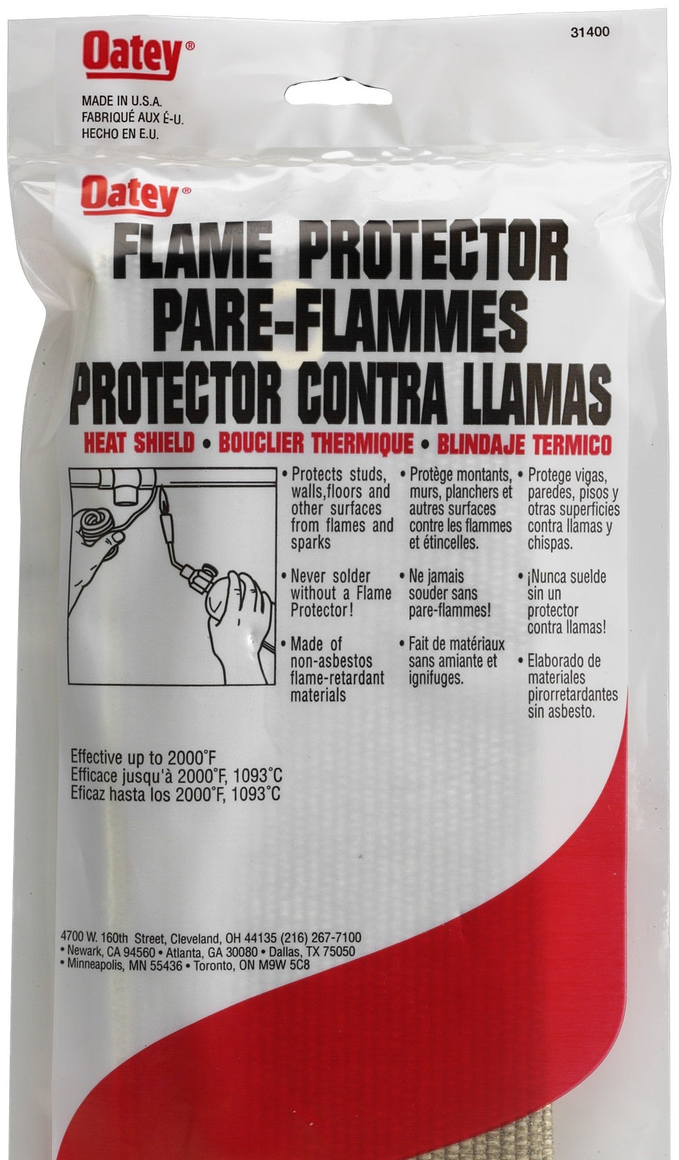 Oatey 31400 Flame Protector, 9" x 12"