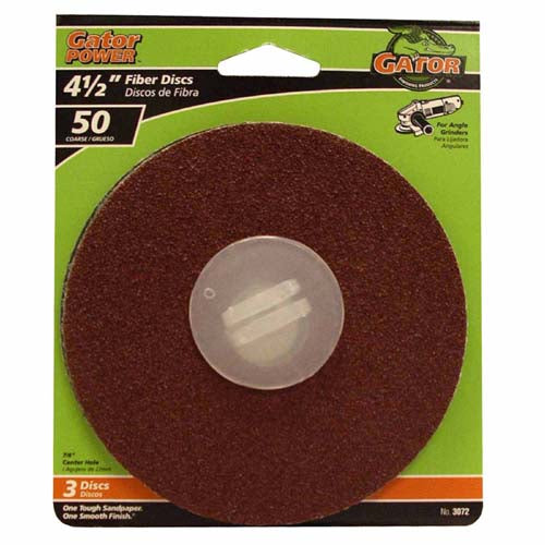 Gatorgrit 3072 Fiber Sanding Disc 4 1/2"x7/8", 50 Grit, 3Pk