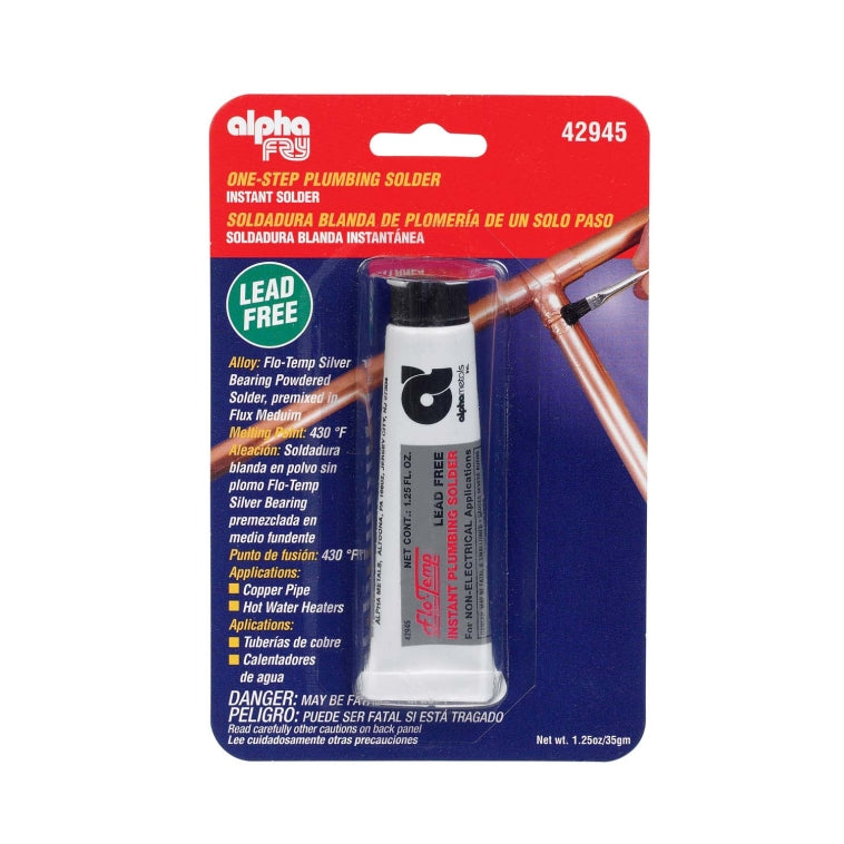 Alpha 42945 Lead Free One Step Plumbing Solder, 1.25 Oz