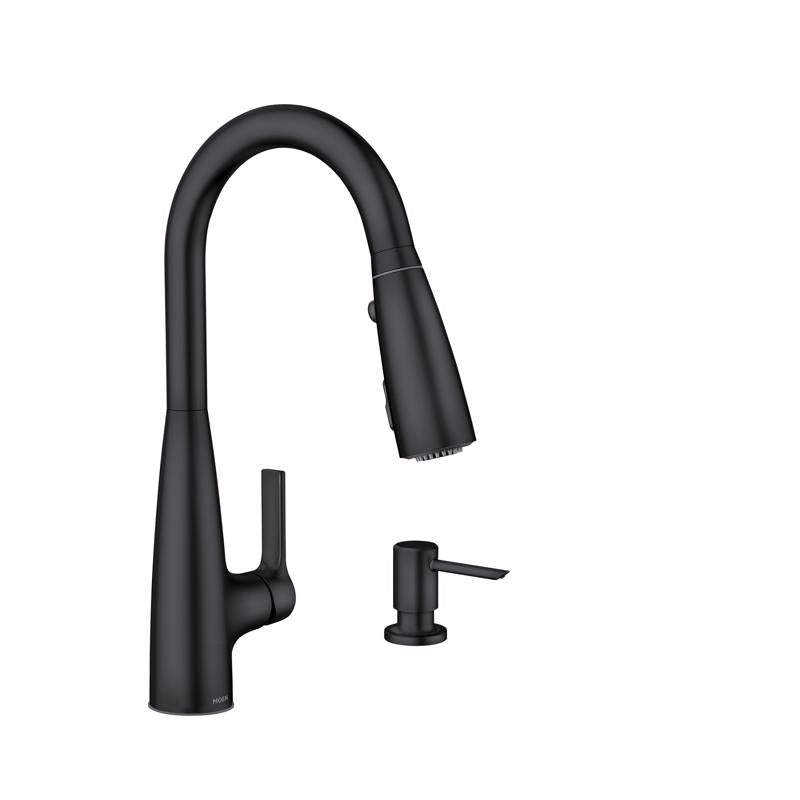 Moen 87627EIBL Haelyn One Handle Pull-Down Kitchen Faucet, Matte Black