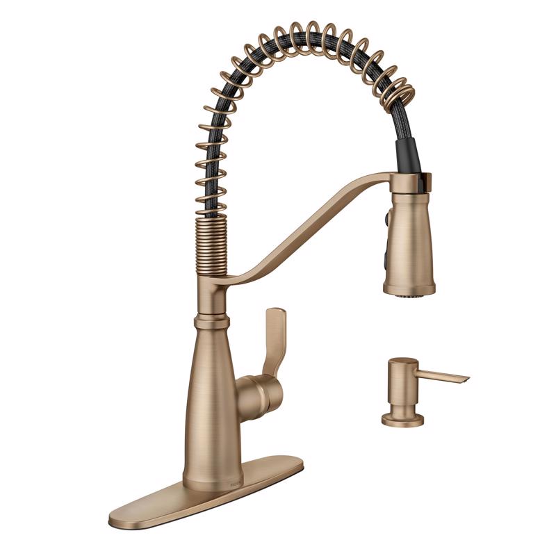Moen 87886BZG Nolia One Handle Pull-Down Kitchen Faucet, Bronzed Gold