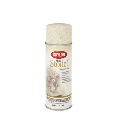 Krylon 18213 Make It Stone Textured Paint, 12 Oz, White