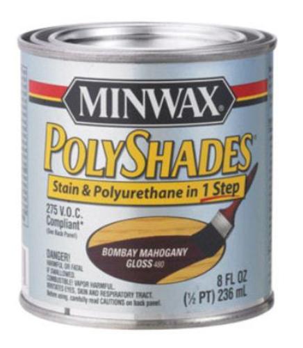 Minwax 217800000 Polyshades Stain & Polyurethane, Bombay Mahogany, 1/2 Pint
