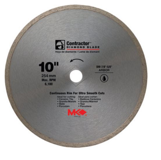 MK Diamond 167031 Mk-99 Arbor Continuous Rim Diamond Blade, 10" x 0.060" x 5/8"