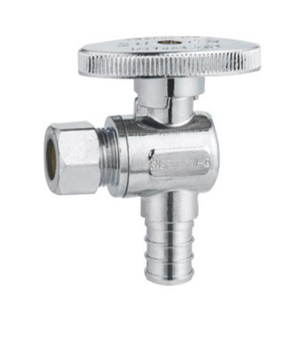 Zurn QQTV60GXNPK1 Pex Angle Stop Valve, 1/2" X 3/8", Chrome