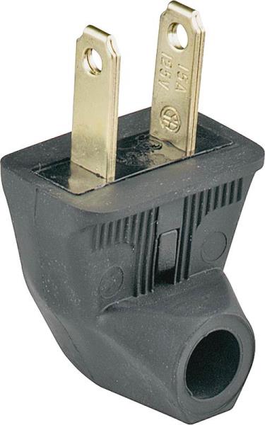 Cooper Wiring BP84BK-SP 2 Wire Flat Angle Plug, Black