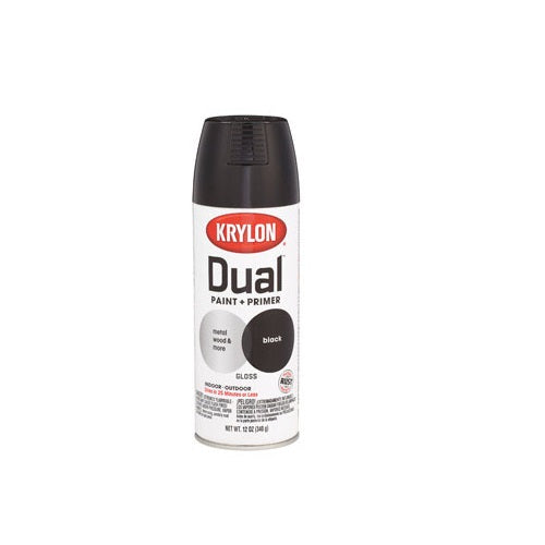Krylon K08801000 Dual Paint & Primer One Spray Paint, 12 Oz, Black