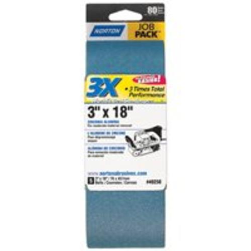 Norton 07660749258 80-Grit 3X Power Sanding Belt, 3"x18"
