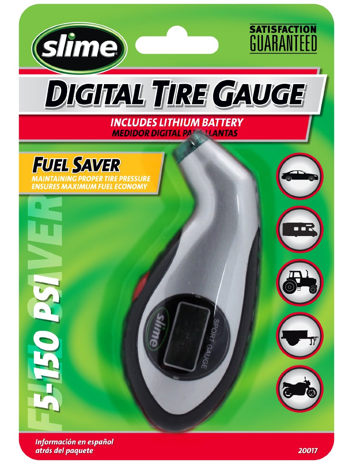Slime 20017 Sport Digital Tire Gauge, 5-150 psi