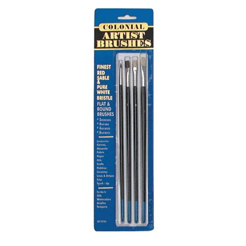 Premier Paint Roller 10104 Red Sable And White Bristle Artist Brush, 4 Piece