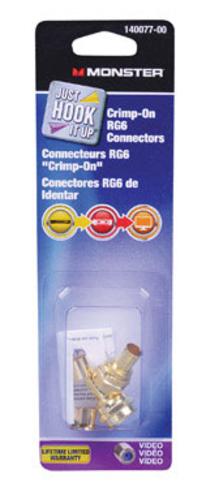 Monster 140077-00  Connector Crimp RG 6, 75 OHM, Gold Carded