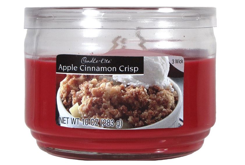 Candle Lite 1879021 Scented Candles Jar, 10 Oz, Apple Cinnamon Crisp