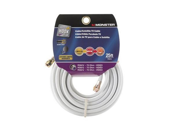 Monster 140044-00 RG6 Video Coaxial Cable, 25', White