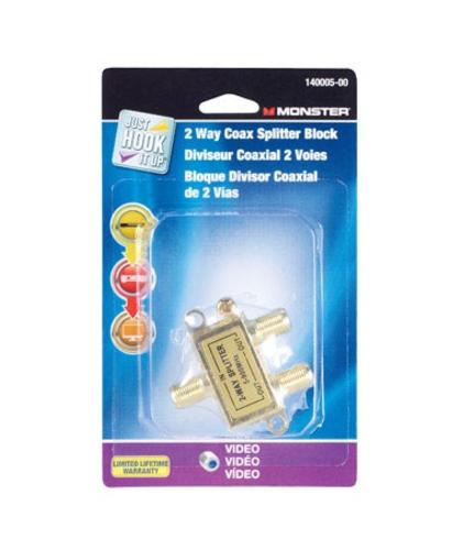 Monster 140005-00 2 Way Coax Splitter, 500-900 MHz, 75 Ohm