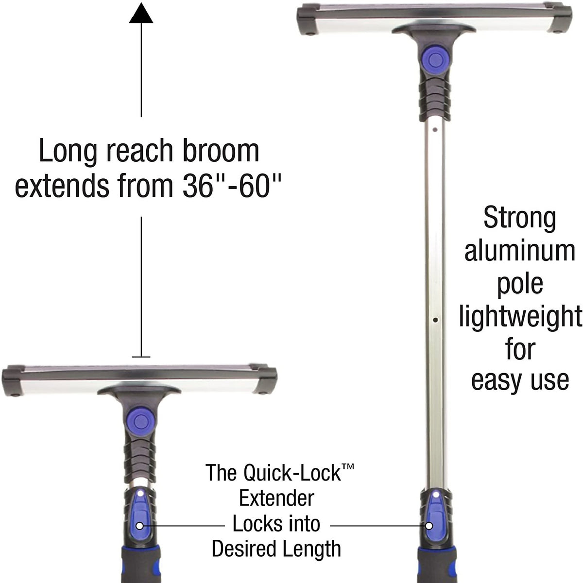 Hopkins 80037 Quick Lock Pivoting Head Snowbroom With Ice Scraper, 60"