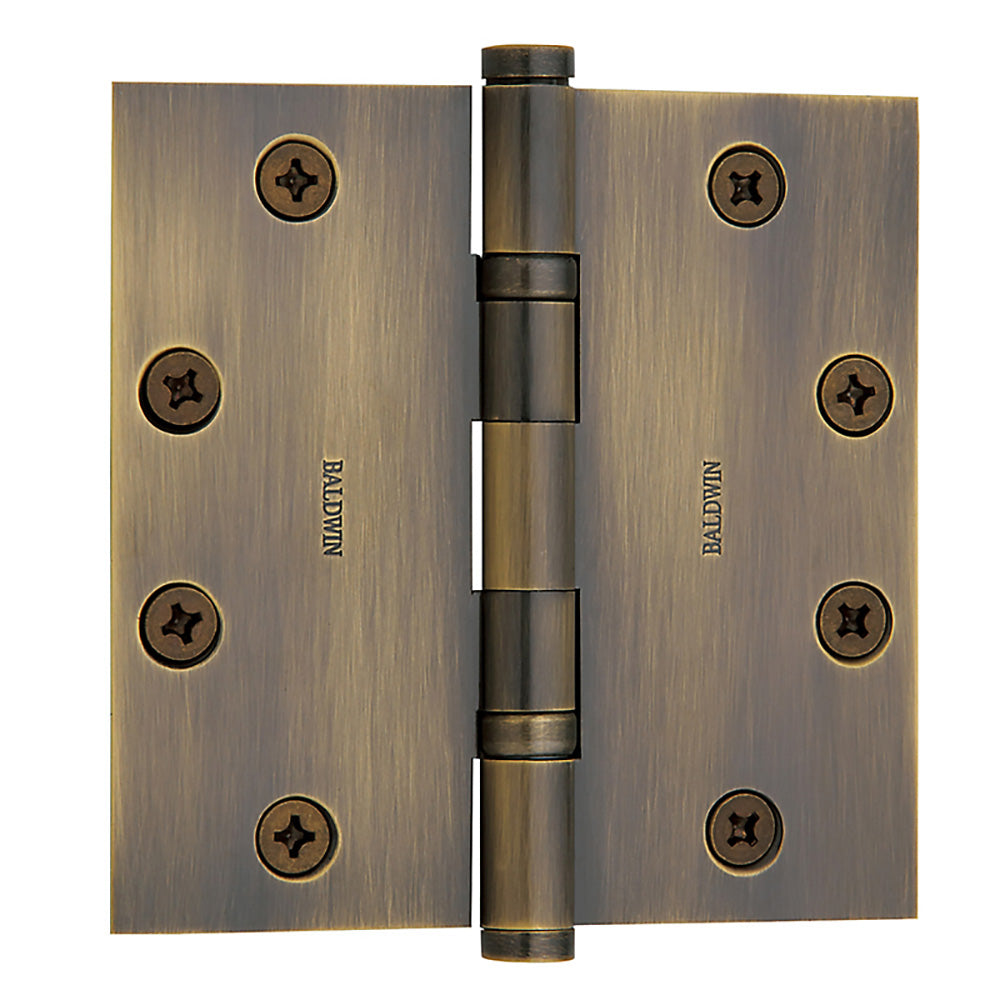Baldwin 1046050I Square Ball Bearing Mortise Hinge, Antique Brass