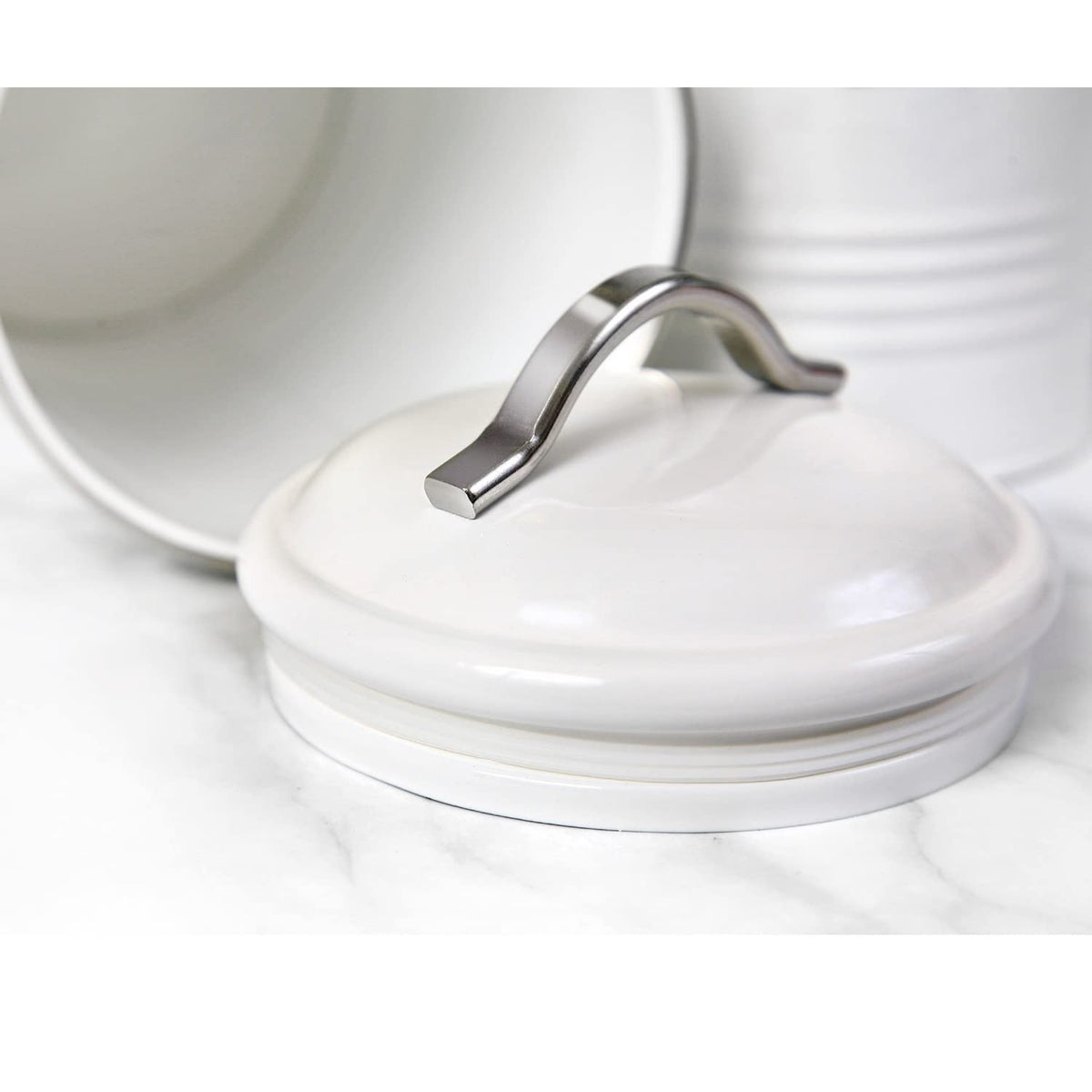 SoldSimple NF-4OY2-HNVG White Canister for Kitchen Counter, Set of 4