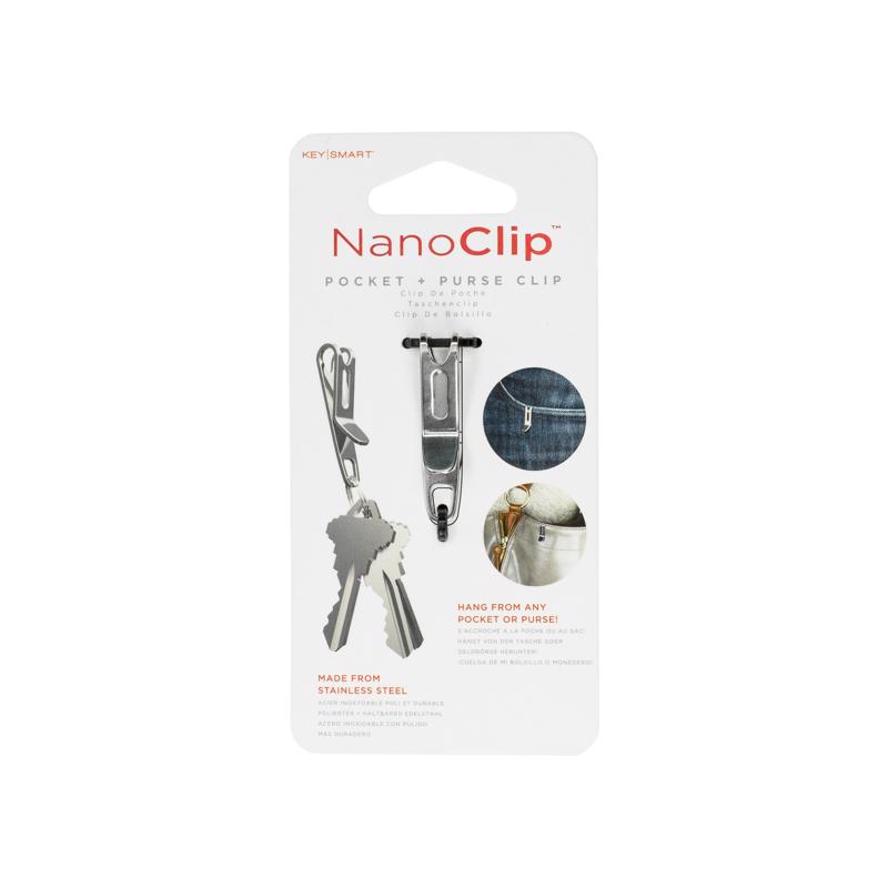 KeySmart KS801-SS Nano Clip Pocket/Purse Clip Keychain, Stainless Steel