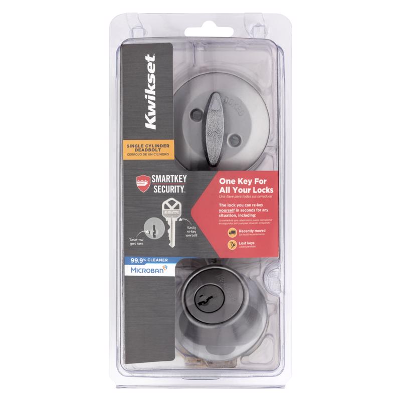 Kwikset 96600-748 SmartKey Security Single Cylinder Deadbolt, Satin Chrome