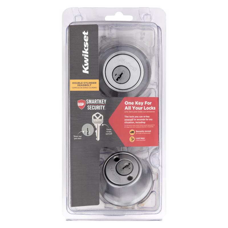 Kwikset 96650-511 SmartKey Security Double Cylinder Deadbolt, Satin Chrome