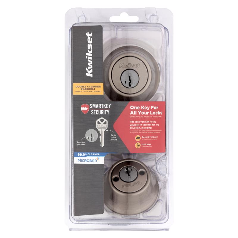Kwikset 96650-516 SmartKey Security Double Cylinder Deadbolt, Satin Nickel
