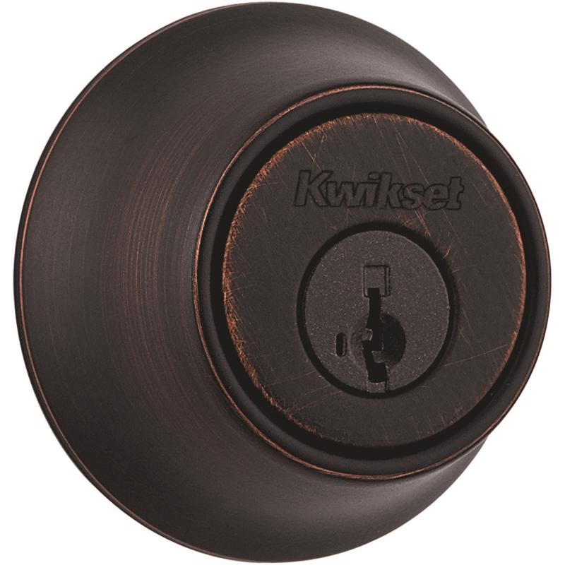Kwikset 92420-063 SmartKey Security Entry Knob and Single Cylinder Deadbolt, Venetian Bronze