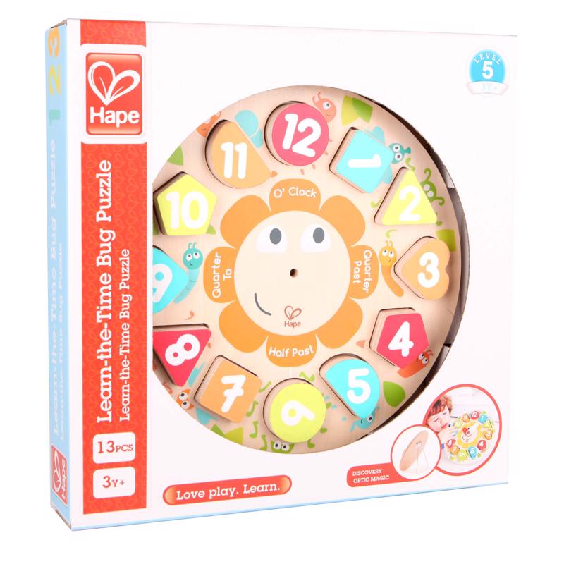 Hape E1622 Chunky Clock Puzzle, Hardwood, Assorted Colors