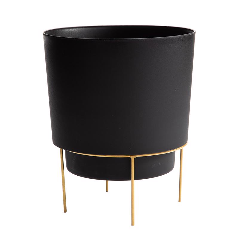 Bloem HOP0600-M Hopson Round Planter with Stand, Black