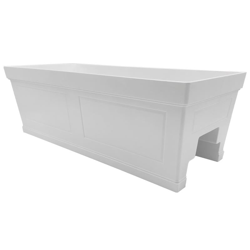Classic Home & Garden 1076B-089P Montauk Rectangular Deck Rail Planter, White