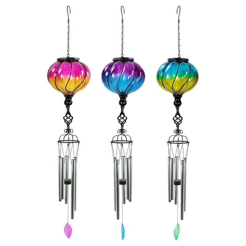Alpine LJJ1943A Solar Glass Balloon Wind Chime, Assorted Color