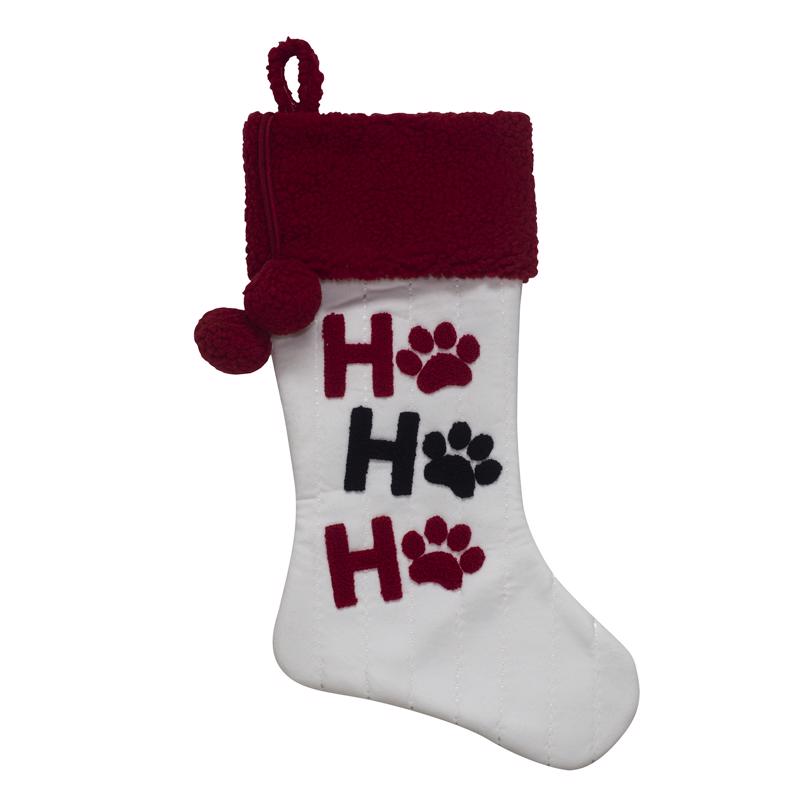 Dyno 1201276-1 Ho Ho Ho Paw Prints Christmas Stocking, Red/White