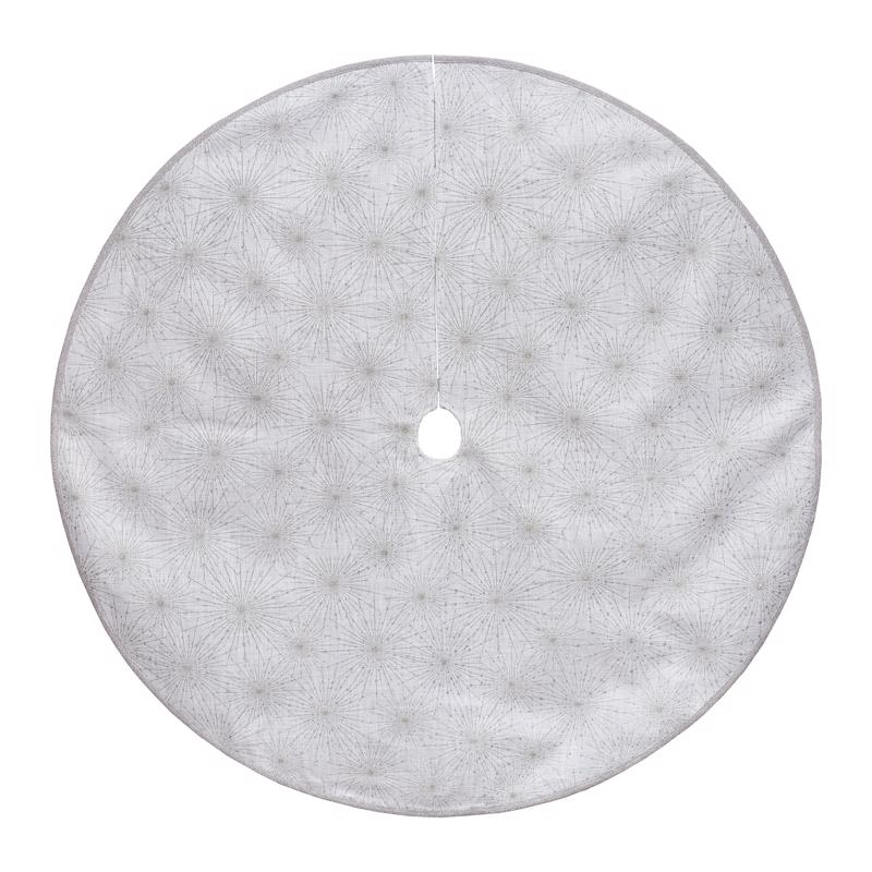Dyno 2488096-1 Textured Line Metallic Burst Christmas Tree Skirt, White