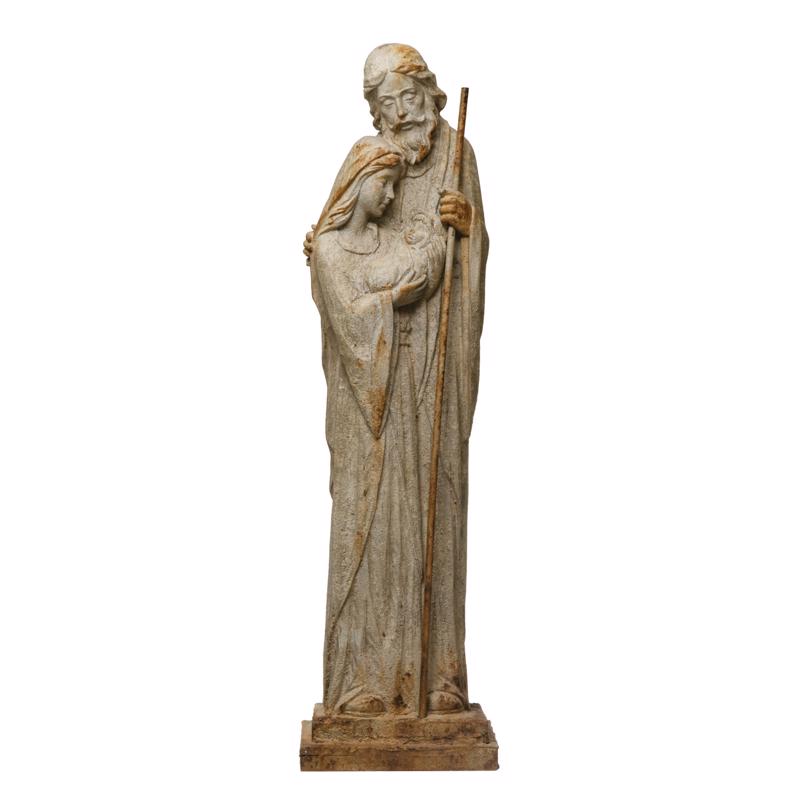 Creative Co-op XM8392 Garden Christmas Holy Family Statue, Brown/White