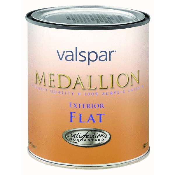 Valspar 027.0045501.005 Medallion Exterior Flat Latex Paint, 1 Quart, White