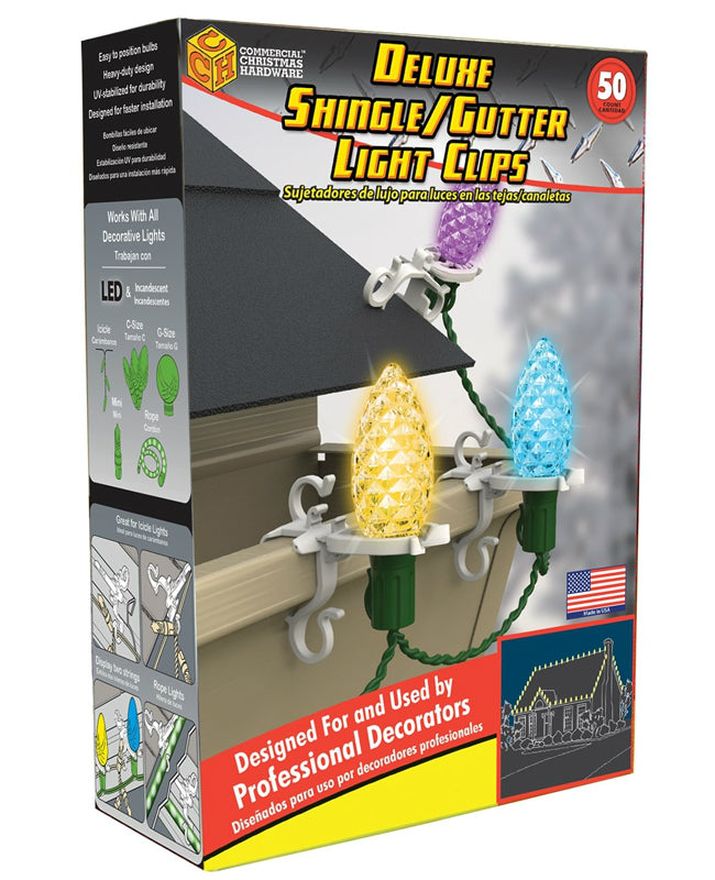 Adams 9060-99-5635 Christmas Deluxe Clip-On Light Clip, Plastic, White