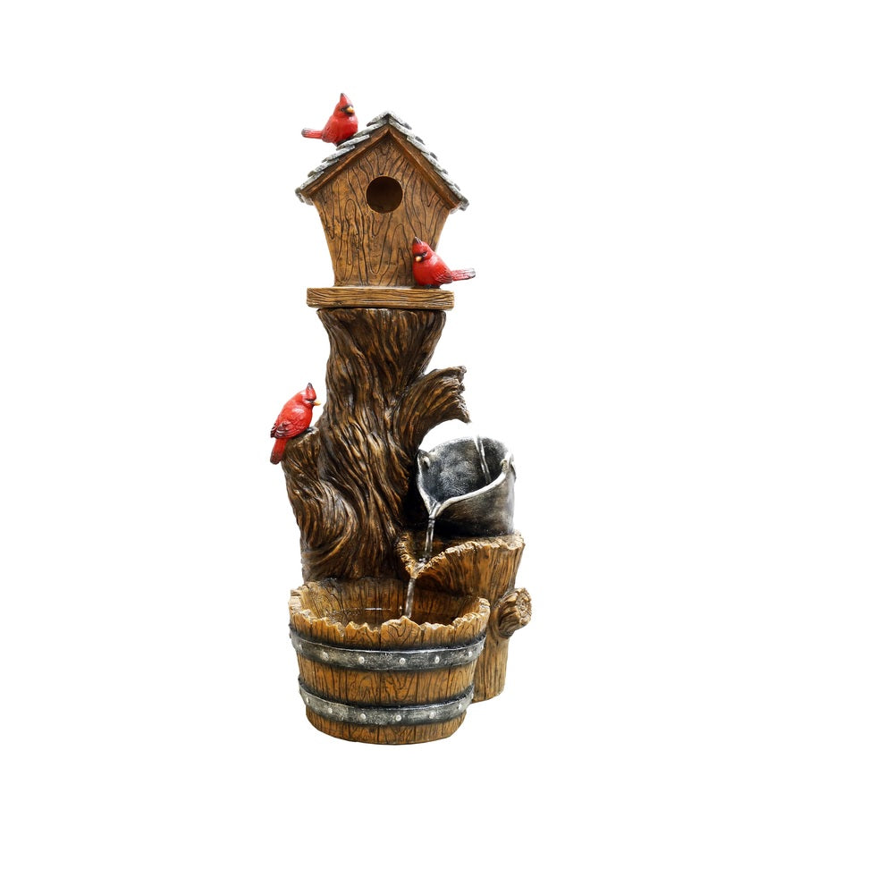 Alpine ZEN882 Fountain Cardinal Birdhouse, Resin