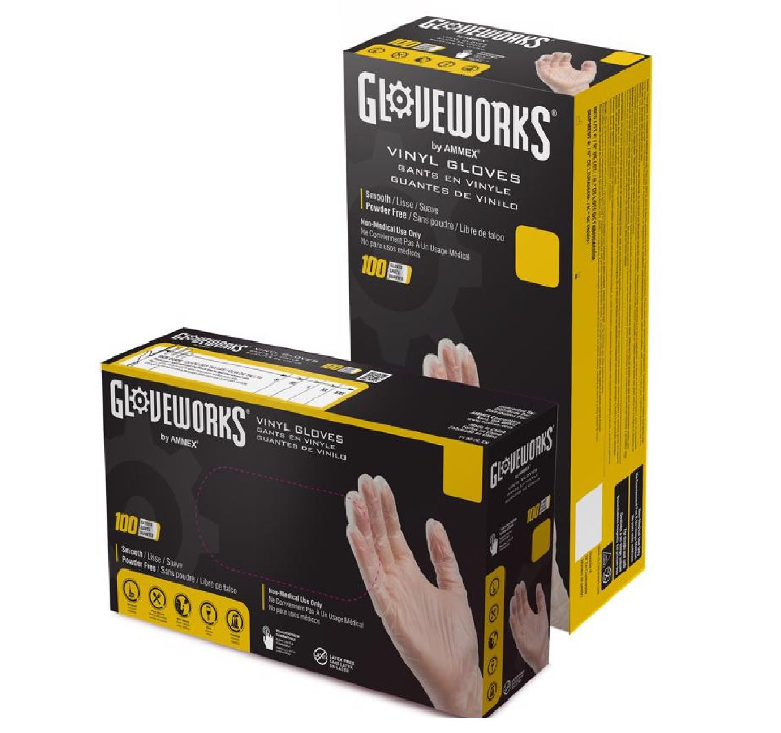 Ammex IVPF46100 Gloveworks Disposable Gloves, Vinyl